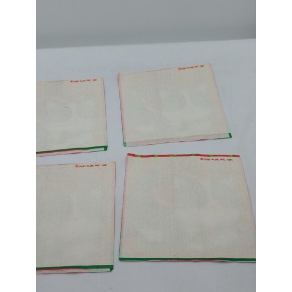 Vth 1981 Cost Plus inc 10 Napkins paper Square Red Cat Holly Christmas READ - Picture 5 of 16